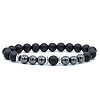 Natural Black Stone & Synthetic Hematite Stretch Bracelet XX9870-7-1