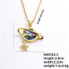 Fashionable Brass Pave Natural Paua Shell & Clear Cubic Zirconia Pendant Necklaces for Daily Parties QO9830-3-2