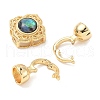 Brass Natural Paua Shell Fold Over Clasps KK-U059-29G-2