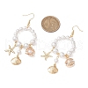 304 Stainless Steel Shell Shape with Starfish Dangle Earrings EJEW-TA00647-3