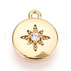 Brass Micro Pave Clear Cubic Zirconia Pendants KK-T075-01G-1