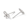 Anti-Tarnish Rhodium Plated Rope Bowknot 999 Fine Silver Stud Earrings for Women EJEW-S215-14P-3