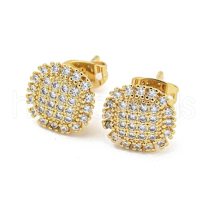 Brass Micro Pave Cubic Zirconia Ear Studs EJEW-P261-32G-1