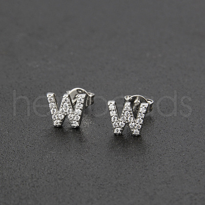 Brass Micro Pave Clear Cubic Zirconia Stud Earrings FS-WGC2F12-23-1