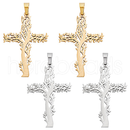 Unicraftale 4Pcs 2 Colors 304 Stainless Steel Pendants STAS-UN0045-98-1