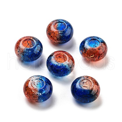 Two Tone Transparent Crackle Acrylic European Beads TACR-P009-B01-10-1