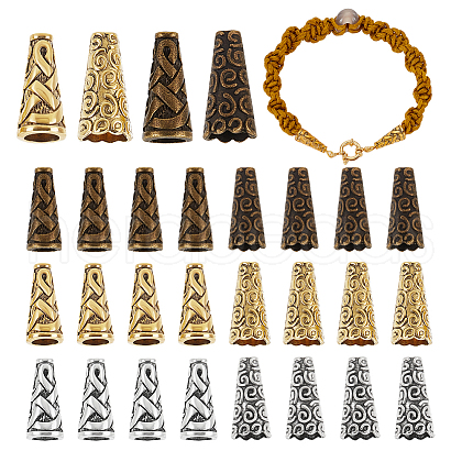   90Pcs 6 Styles Tibetan Style Apetalous Alloy Bead Cone FIND-PH0021-18-1