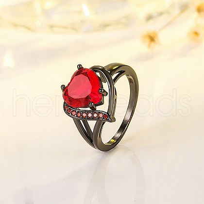 Heart Brass Micro Pave Cubic Zirconia Finger Rings FS-WG4D14B-04-1
