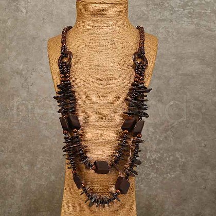 Bohemian Style Natural Coconut Beaded Double Layer Necklaces for Women FS-WGFADBE-04-1