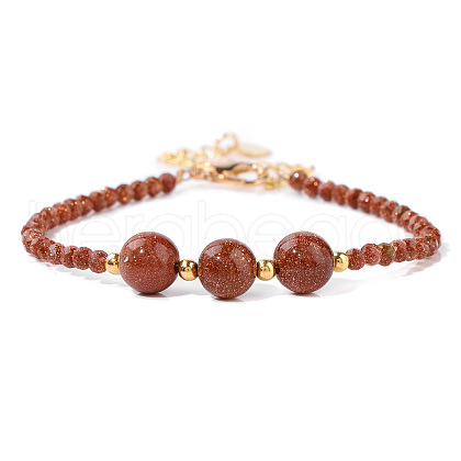 Round Synthetic Goldstone Beaded Bracelets ZS3051-2-1