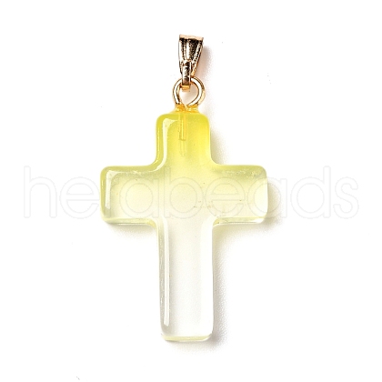 Two Tone Transparent Glass Pendants GLAA-A004-02G-1