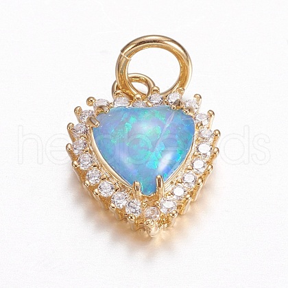 Brass Micro Pave Cubic Zirconia Charms ZIRC-G141-01G-A-1