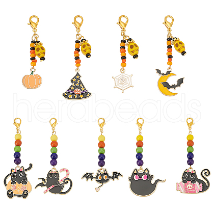 ANATTASOUL Halloween Theme Alloy Enamel Pendant Decorations HJEW-AN0001-02-1