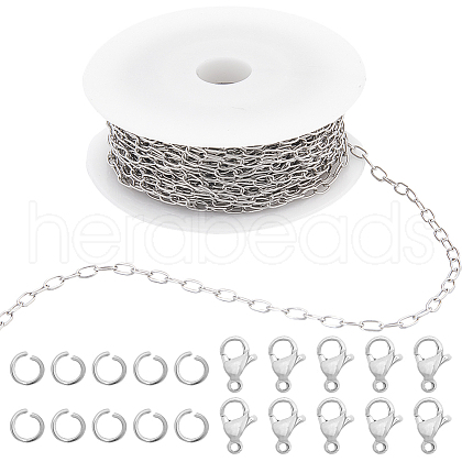 SUNNYCLUE 10M Ion Plating(IP) 304 Stainless Steel Paperclip Chains wih 50Pcs Open Jump Rings with 20Pcs  Lobster Claw Clasps FIND-SC0012-56B-1