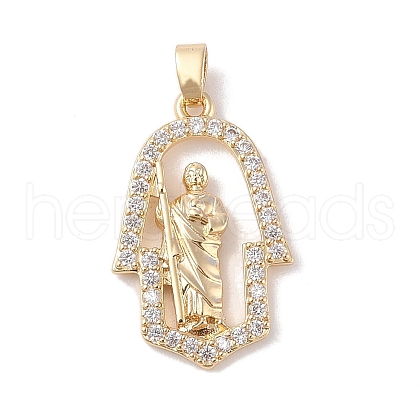 Brass Clear Cubic Zirconia Pendants KK-Z050-04G-1
