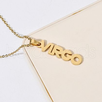 304 Stainless Steel Word Constellation Pendant Necklaces FS-WGAAB2A-03-1
