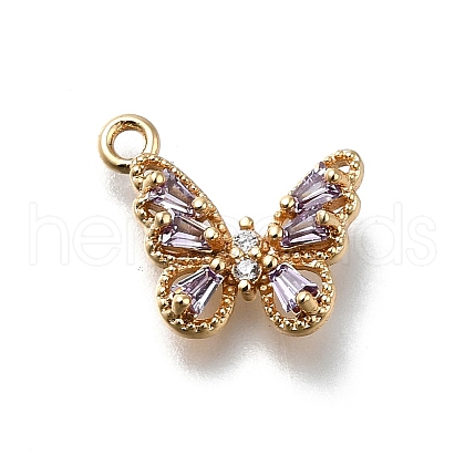 Brass Micro Pave Cubic Zirconia Pendants KK-D312-03G-1