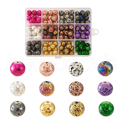 Craftdady 120Pcs 12 Style Electroplated Natural Lava Rock Beads Strands G-CD0001-01B-1