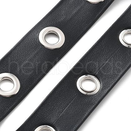 Imitation Leather Herringbone Cord with Platinum Plated Brass Eyelets OCOR-NH0001-01-1