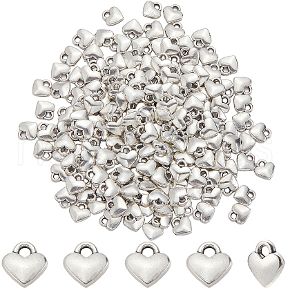 SUNNYCLUE 200Pcs Tibetan Style Alloy Heart Charms FIND-SC0010-70-1
