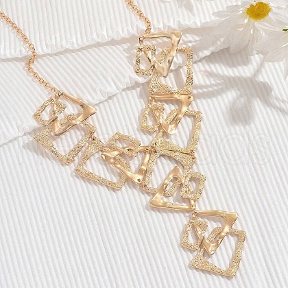 Triangle & Rectangle Alloy Pendant Bib Necklaces for Women FS-WGB7EFE-01-1