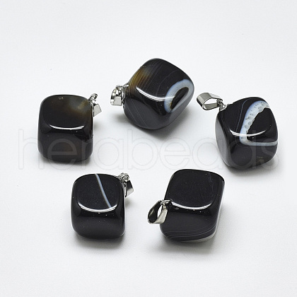 Natural Banded Agate/Striped Agate Pendants G-T122-19J-1
