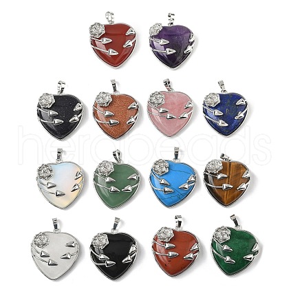 Natural & Synthetic Mixed Stone Heart Pendants G-S391-01-1