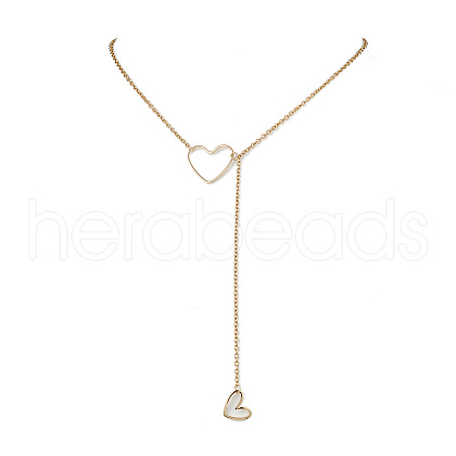 Brass Heart Pendant Necklaces NJEW-JN04838-1