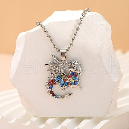 Alloy Colorful Rhinestone Pendant Necklaces for Kid FS-WG8D677-06-1