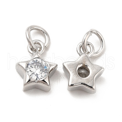 Brass Cubic Zirconia Charms KK-E068-VB227-1
