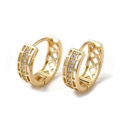 Brass Micro Pave Cubic Zirconia Hoop Earring EJEW-L271-20KCG-08-1