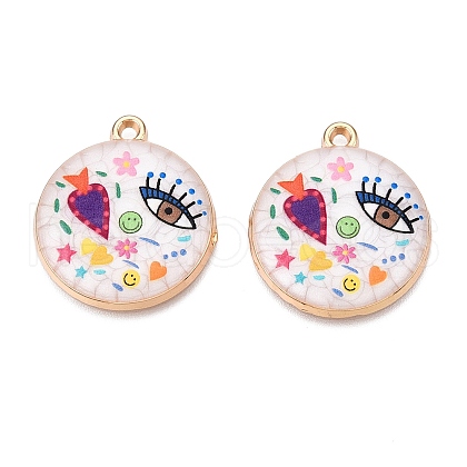 Printed Rack Plating Alloy Enamel Pendants ENAM-T020-02B-1