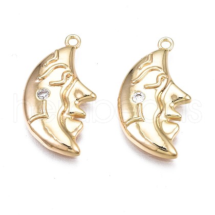 Brass Micro Pave Clear Cubic Zirconia Pendants KK-N232-257-1