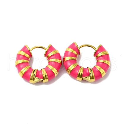 Enamel Round Hoop Earrings EJEW-Q704-05G-04-1