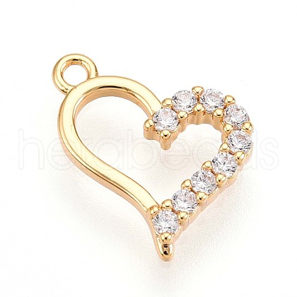 Brass Micro Pave Cubic Zirconia Charms KK-N261-22A-G-1