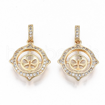 Brass Micro Pave Clear Cubic Zirconia Peg Bails Pendants KK-T062-13G-NF-1