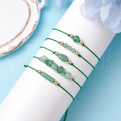 5Pcs 5 Styles Natural Green Aventurine Braided Bead Bracelets BJEW-JB11681-04-1