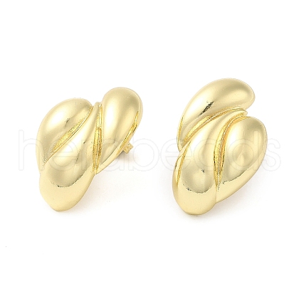 Rack Plating Brass Twist Heart Stud Earrings EJEW-D073-07G-1