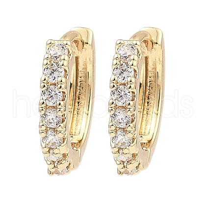 Brass with Cubic Zirconia Hoop Earrings EJEW-D078-32KCG-1