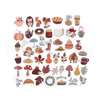 50Pcs Autumn Theme Cartoon Paper Sticker Label Set DIY-F119-03-1