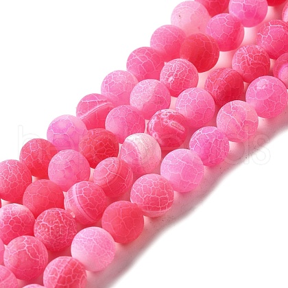Natural Crackle Agate Beads Strands G-G055-8mm-1-1