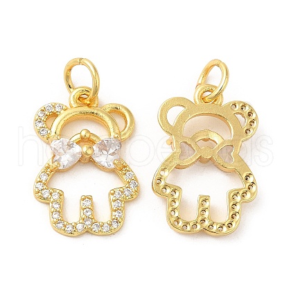 Brass with Cubic Zirconia Pendants KK-Z026-08G-1