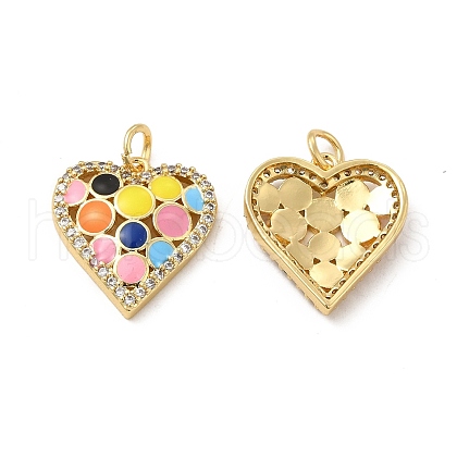 Brass Micro Pave Clear Cubic Zirconia Pendants KK-E068-VB123-1