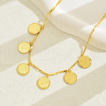Fashionable Vintage Brass Coin Tassel Pendant Necklaces for Women YL5413-1