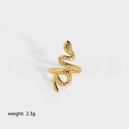 Stylish Snake-Shaped Stainless Steel Open Cuff Ring SG7093-2-1