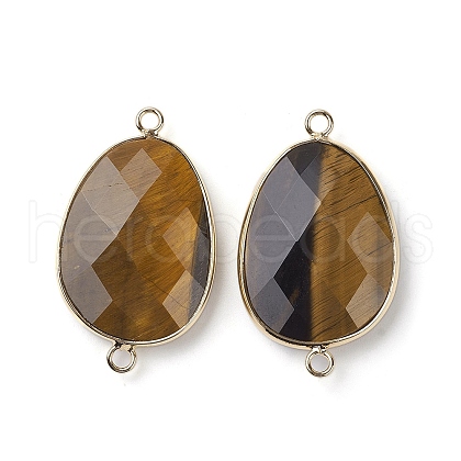 Natural Tiger Eye Connector Charms G-C110-02F-KCG-1