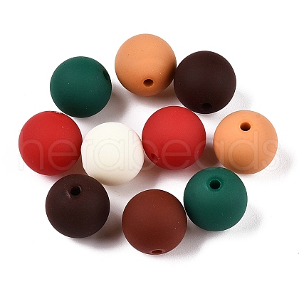 Rubberized Style Imitated Silicone Acrylic Beads MACR-T048-01A-01-1