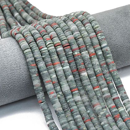 Natural African Bloodstone Beads Strands G-P575-B11-6x1mm-1