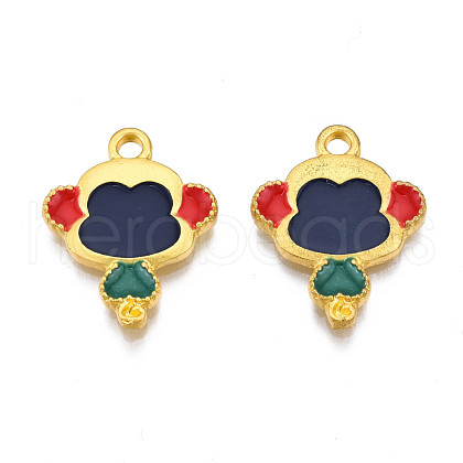 Rack Plating Alloy Enamel Pendants ENAM-S122-63G-1