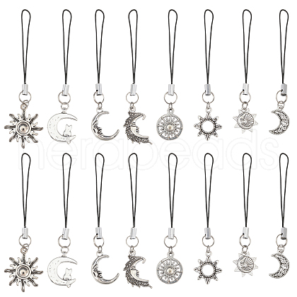 16Pcs 8 Style Alloy Mobile Straps HJEW-GL00014-1